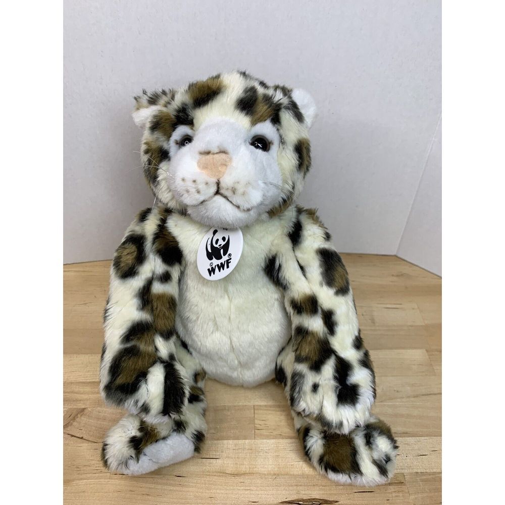 Build A‎ Bear White Leopard Plush Animal 14" WWF Brown Spots